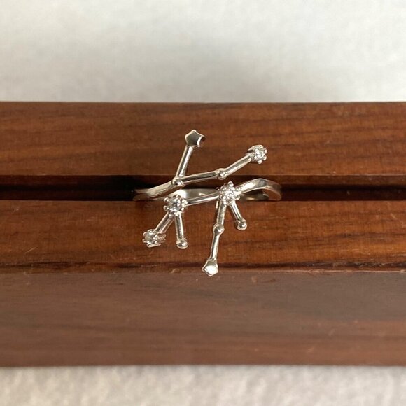 Sterling Silver 925 Star Sign Zodiac Virgo Constellation CZ Band Ring Sz 7.5 - Picture 12 of 16